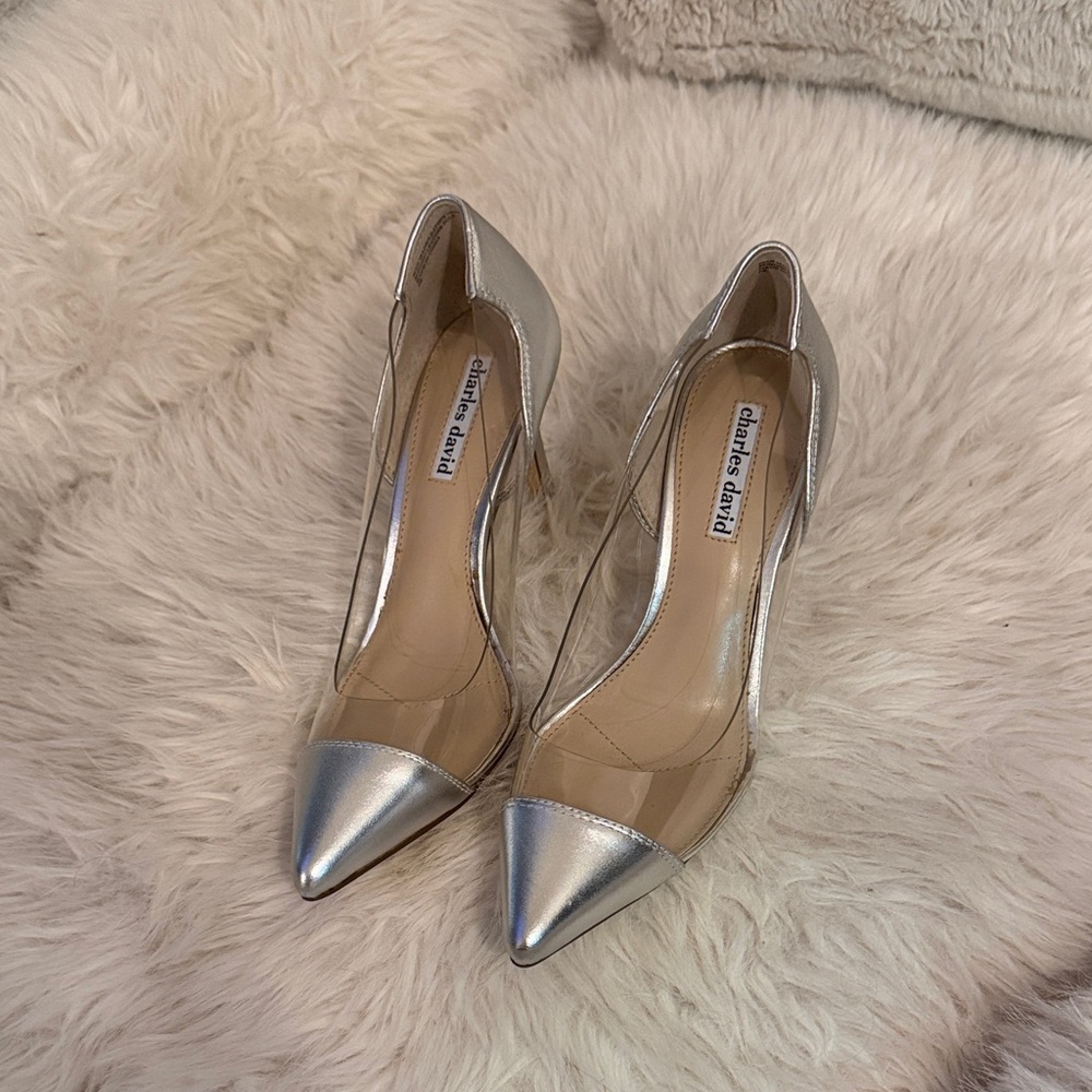 Charles David Elegant Silver and Clear Heels